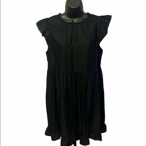 Women’s Black black Flutter short  sleeve dress